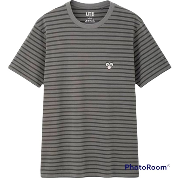 Uniqlo X Kaws Grey Striped mens t-shirt XS - Picture 1 of 2